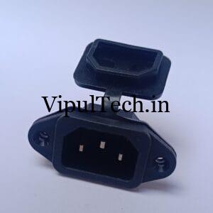 IEC 3 Pin Screw Mount Male Connector with Rubber Cover
