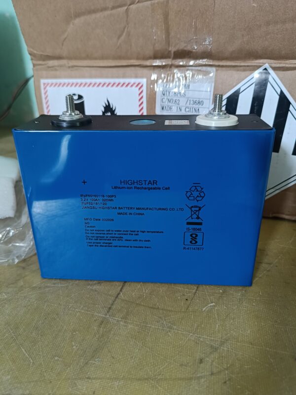 Highstar Grade A 3.2V 100Ah LiFePo4 Prismatic Cell